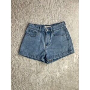 Pacsun Size 25 Womens Mom Shorts Cuff Hem Mid Rise Cotton Light Wash